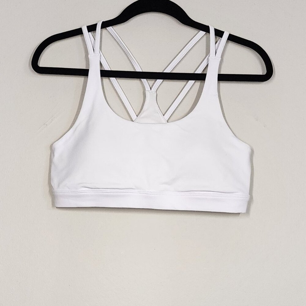 ALO Yoga Airbrush Suspension Bra Size L White EUC